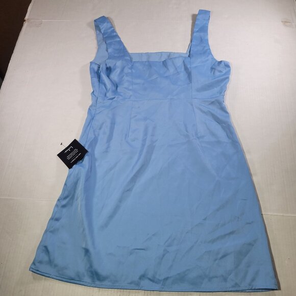 Lulus  Truly the Cutest Light Blue Satin Square Neck Mini Dress Size M - Picture 6 of 6